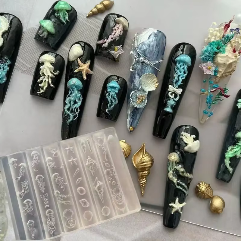 Moule à ongles 3D en Silicone série océan