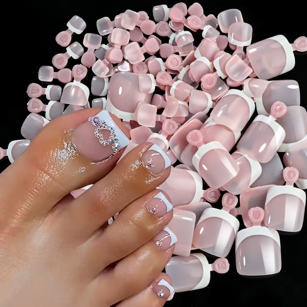 120 pièces 9 couleurs faux ongles français été court carré presse