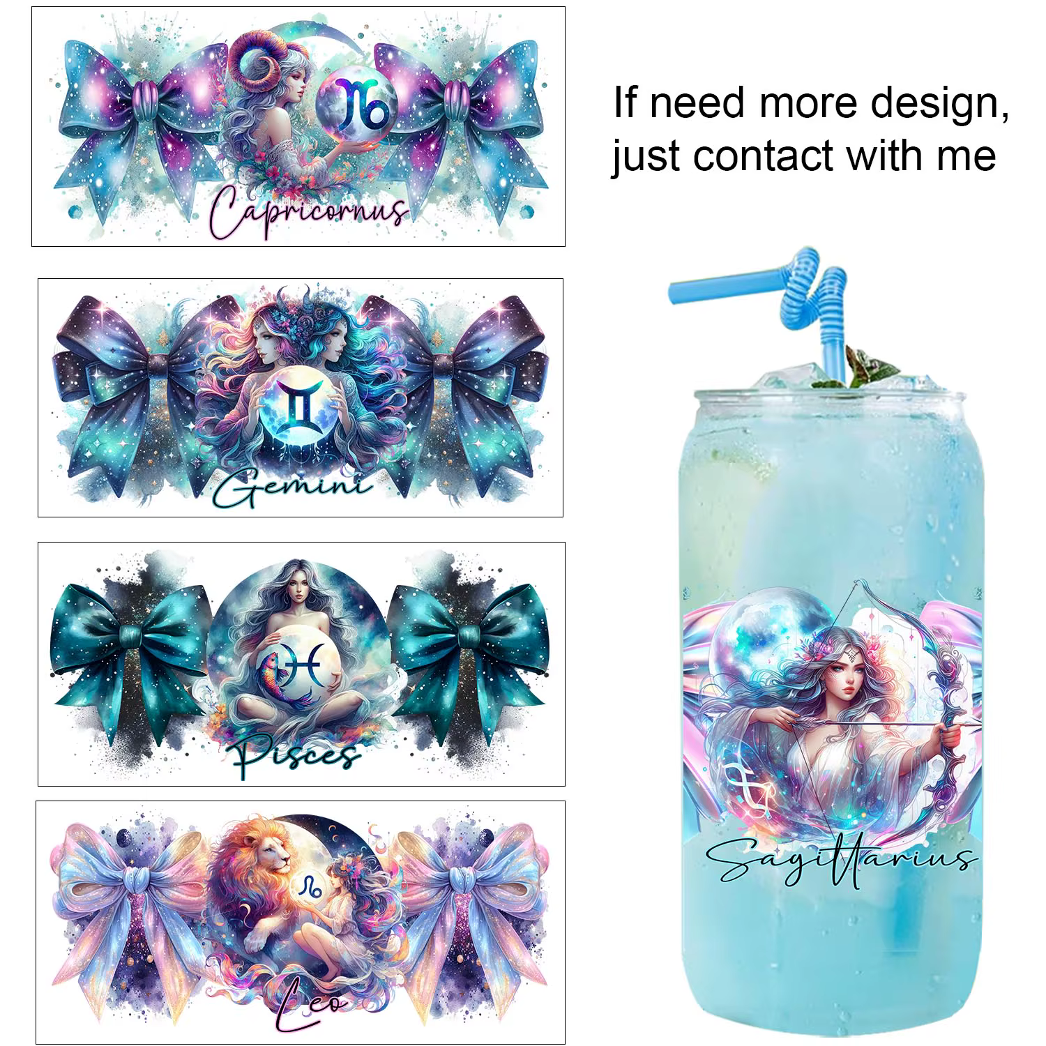 Signe astrologique du zodiaque filles œuvre UV autocollant bricolage décoration sceau décalcomanies transferts 3D uvdtf autocollants 16oz uv dtf tasse enveloppes