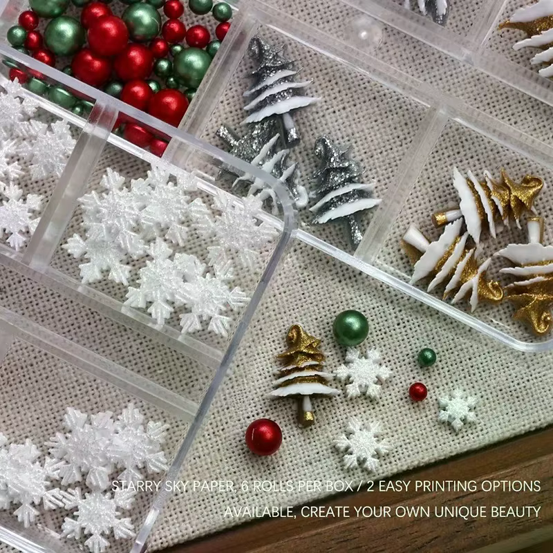 6 grilles/boîte de perles de noël rouge/vert