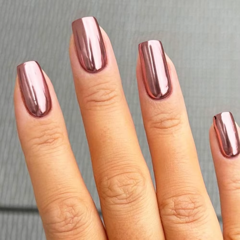 Tinovo Uno vernis à ongles métallique or Rose renforcement