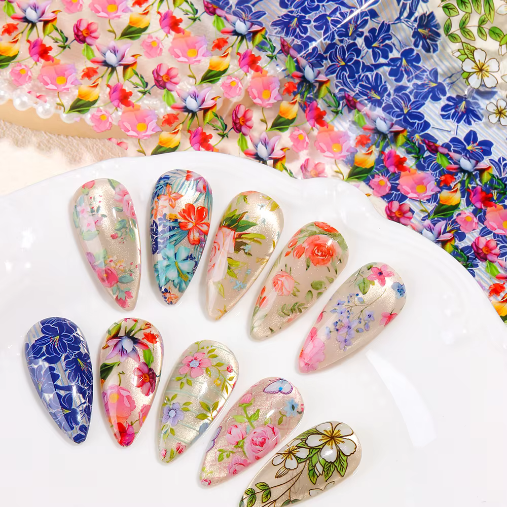 Papier de transfert pour nail art floral de printemps