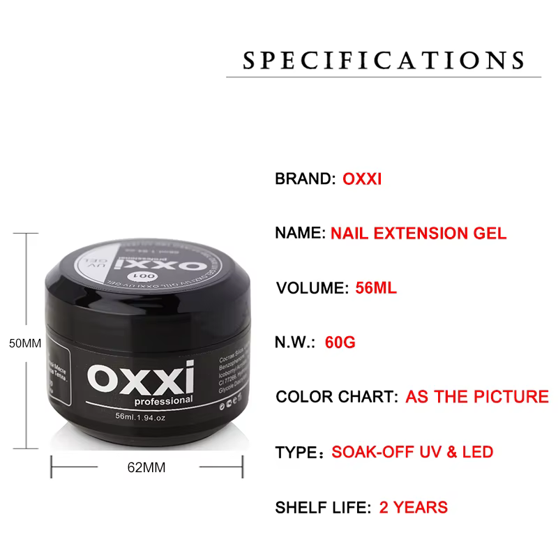 OXXI Gel pour Extension d'ongles manucure Poly ongles Gellac 56ml constructeur uv led Gel vernis Semi-permanent nu