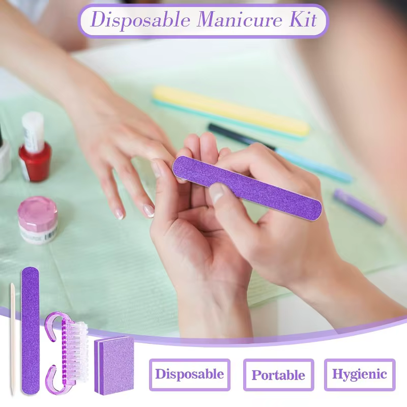 20 Kits de Manucure Jetables – Kit Ongles 4 Pièces pour Voyage