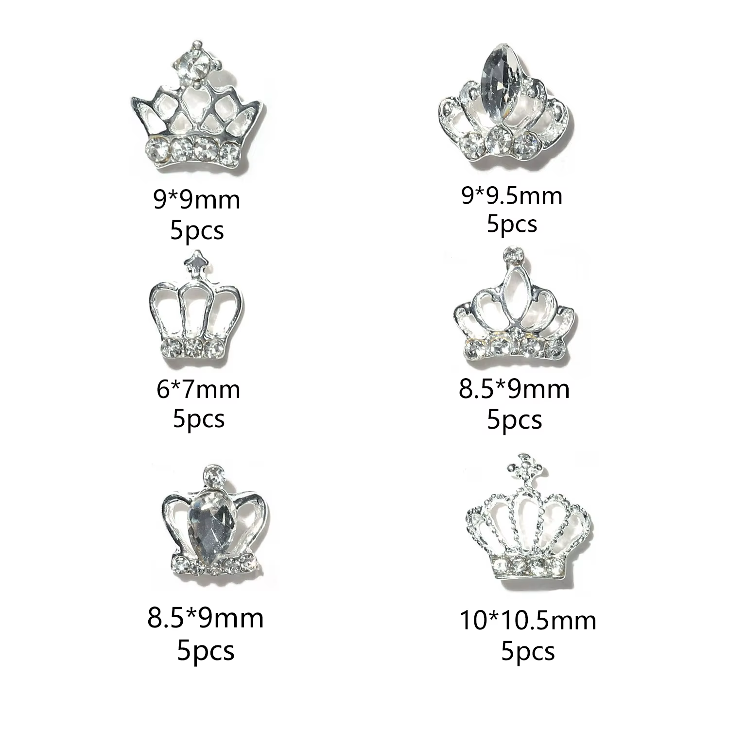 Breloques couronne exquises pour ongles