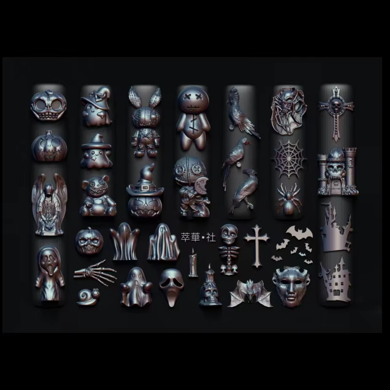 Moule à ongles 3D style Halloween sombre pour décoration de fêtes : Citrouille