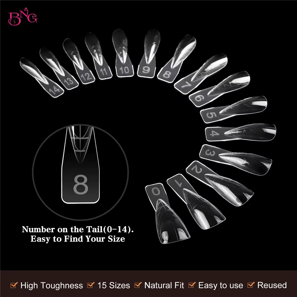 BNG 150 pièces Moules à ongles doubles en polygel pour extension