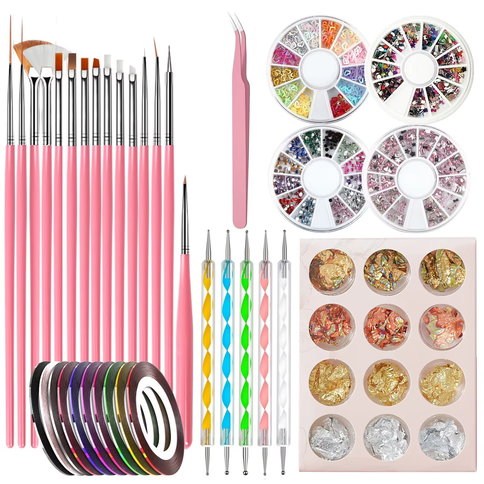 Ensemble professionnel de 36 pinceaux et accessoires pour nail art – Convient aux salons de manucure