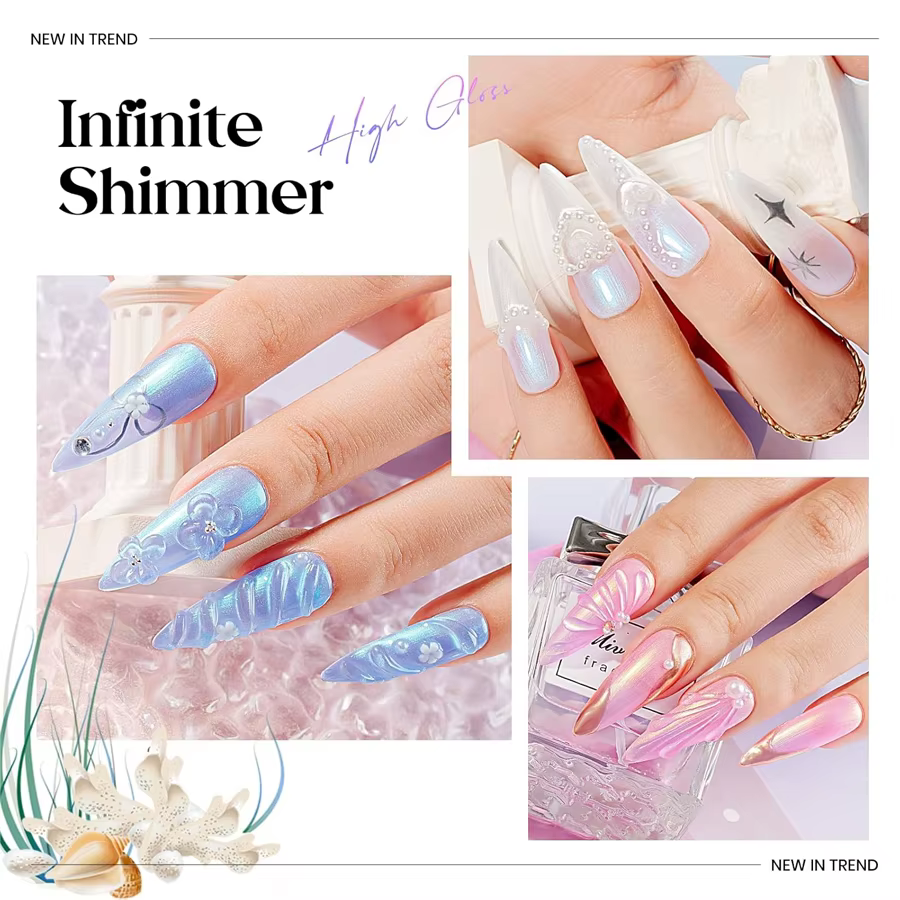 Lot de 1/6 vernis à ongles gel effet coquillage nacré