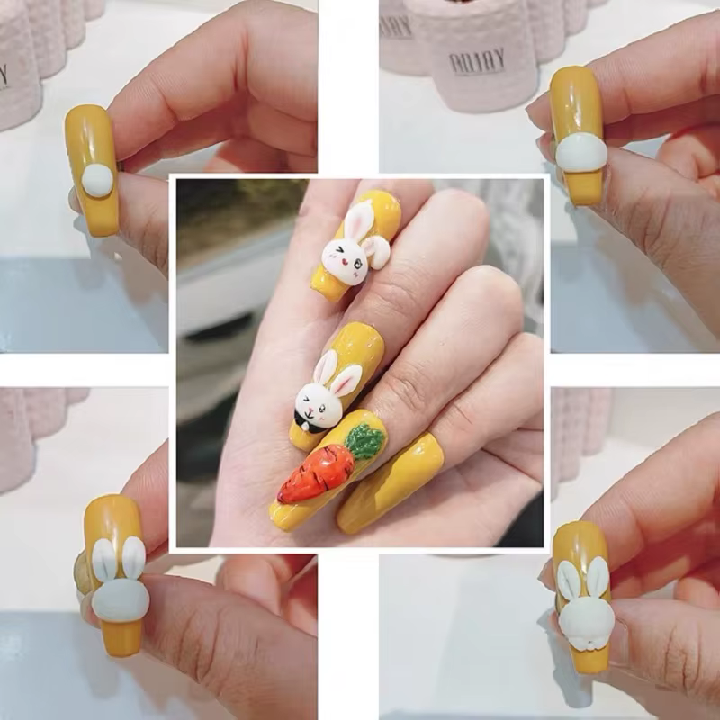 Sculpture 3D en Gomme de Tincine à Tremper pour Ongles Gel Créatif