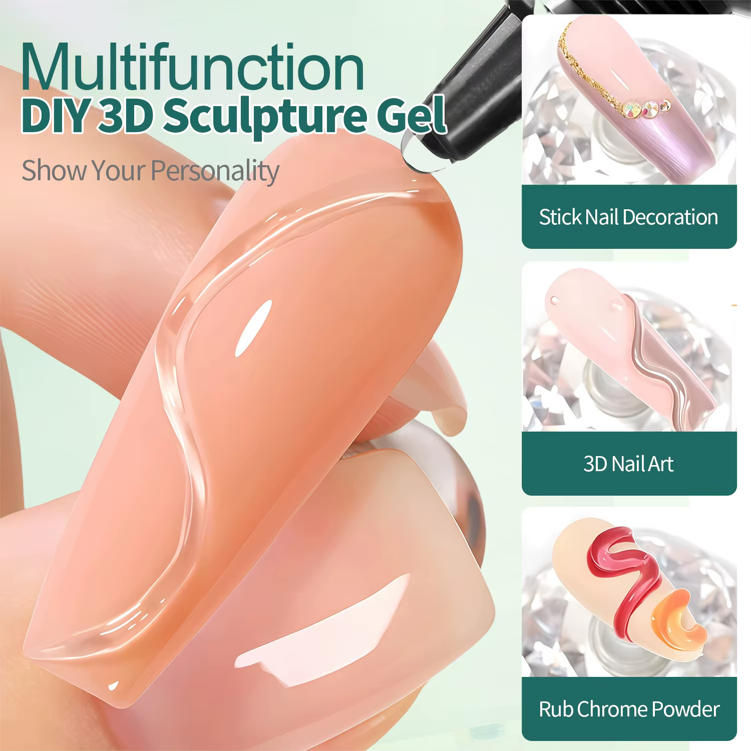 Nailpop 20g TPO/HEMA gratuit SCULPT PRO GEL clair pour la décoration des ongles strass colle Pro tenir Gel UV LED