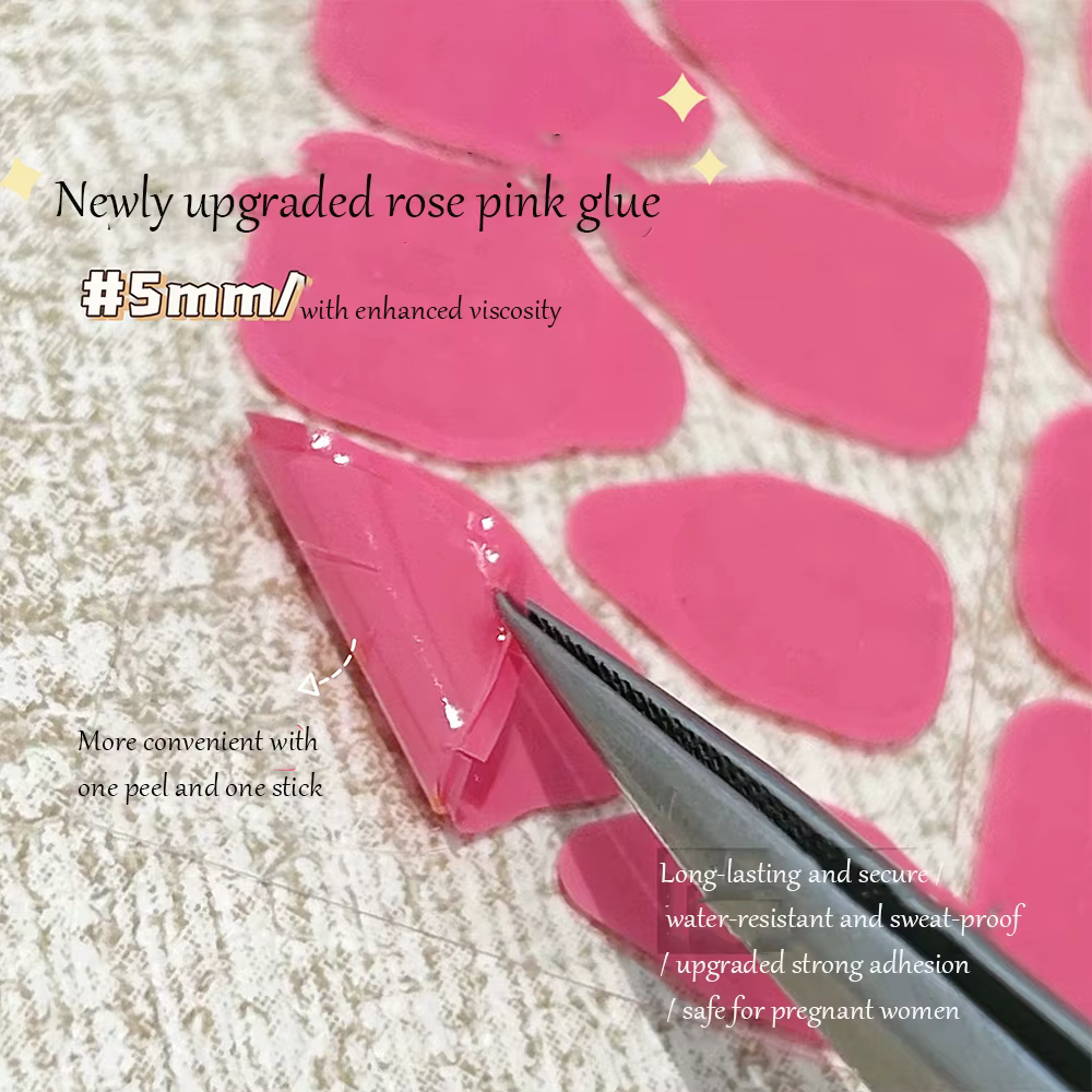 Autocollants de colle pour ongles en gelée Rose