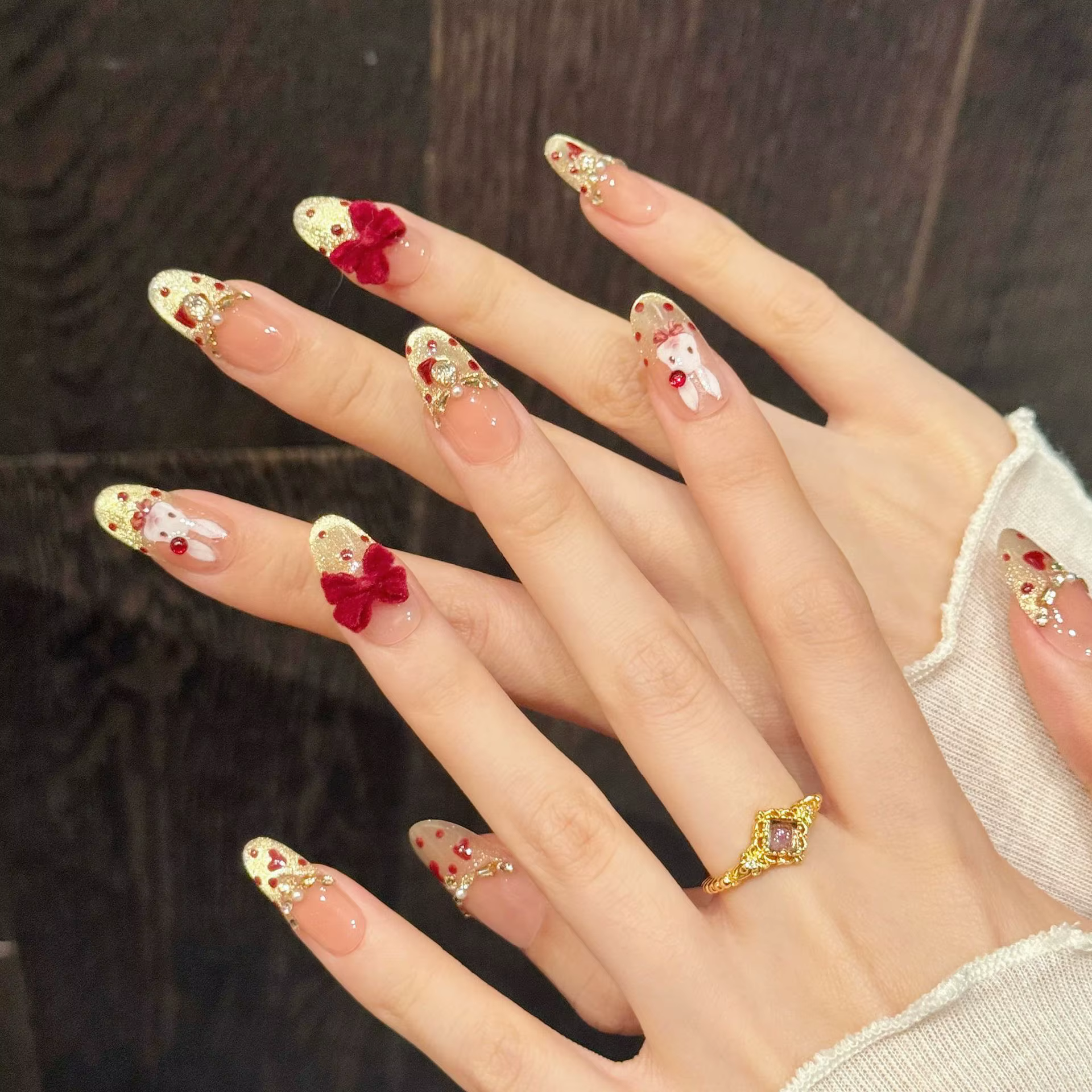 Faux ongles français œil de chat