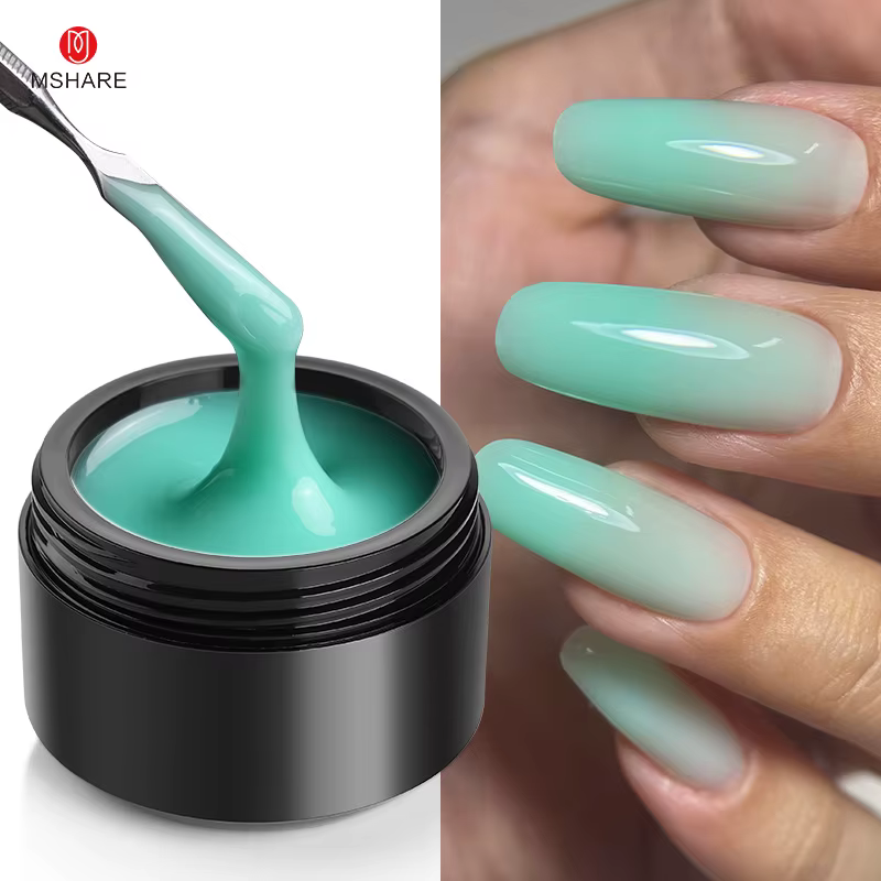 MSHARE Hema Tpo gratuit translucide gelée bleu jaune vert dégradé auto-nivelant Gel dur Extension rapide UV LED Gels pour ongles 50ml
