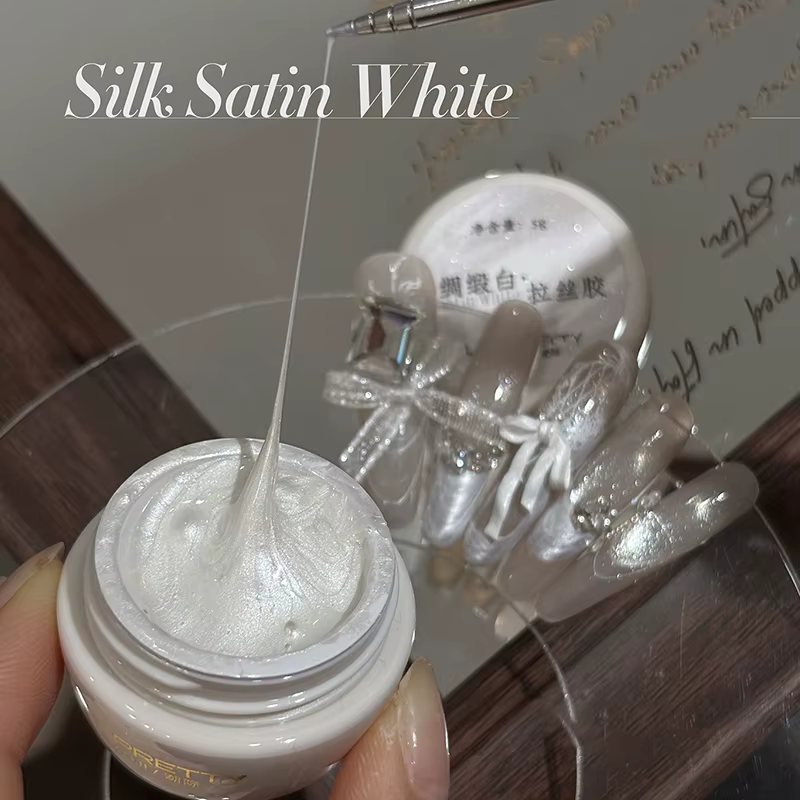 Gel de dessin élastique pour nail art en satin de soie blanc