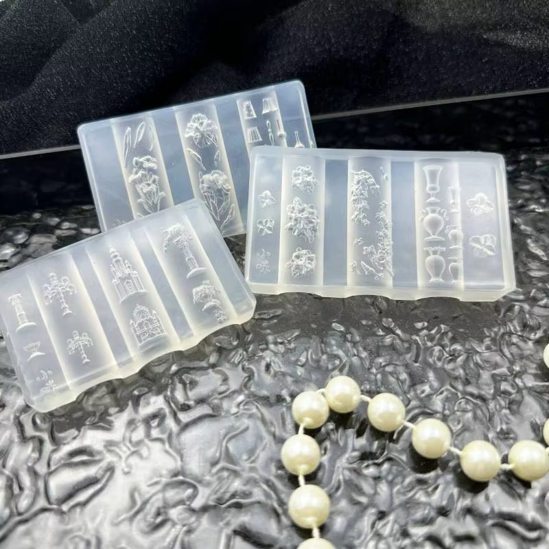 Moule à ongles en Silicone 3D Chic avec modèle de fleur et Art de nœud chinois Vintage pour les projets de manucure à faire soi-même