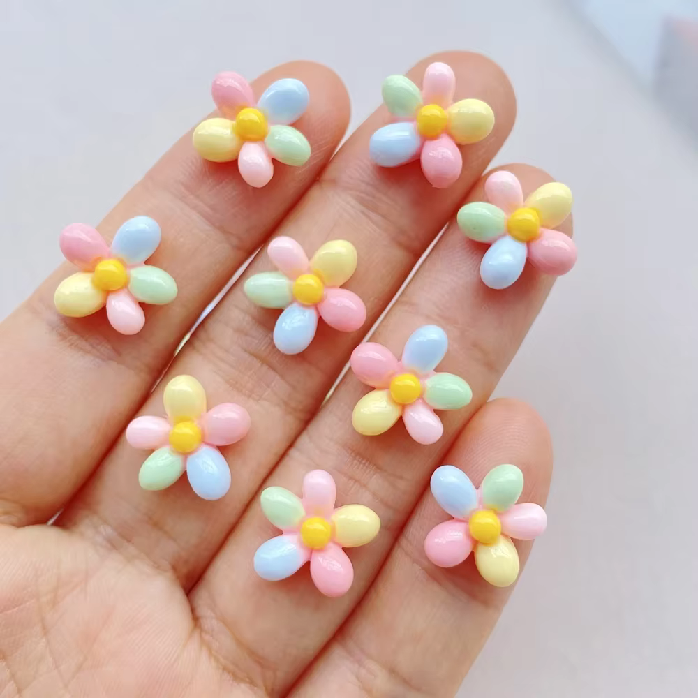 Mini Fleurs Colorées Arc-en-ciel en Strass pour Nail Art