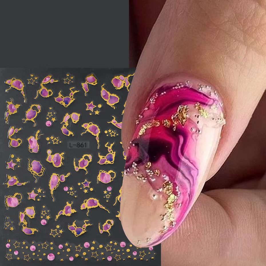 Autocollants pour ongles imprimés en marbre 3D