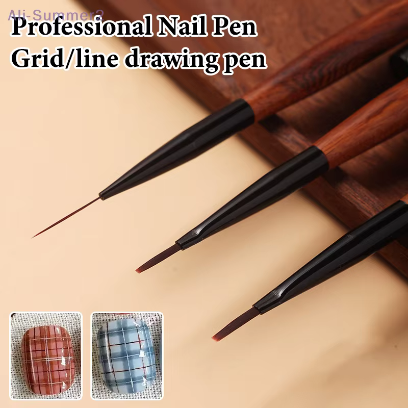 {MX} 11/18mm bois de santal Nail Art brosse ongles dessin peinture Plaid ligne