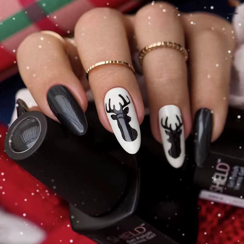 24 pièces/ensemble Faux ongles à presser forme amande couleur unie simple