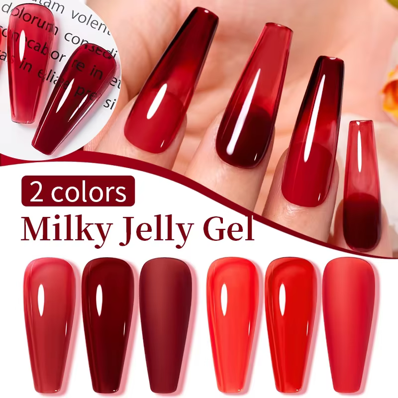 BOZLIN 7.5ml Gelée Nude Rouge Lacté Couleur Sang Gel Français Transparent Manucure Semi-Permanente Soak Off Vernis à Ongles Nail Art