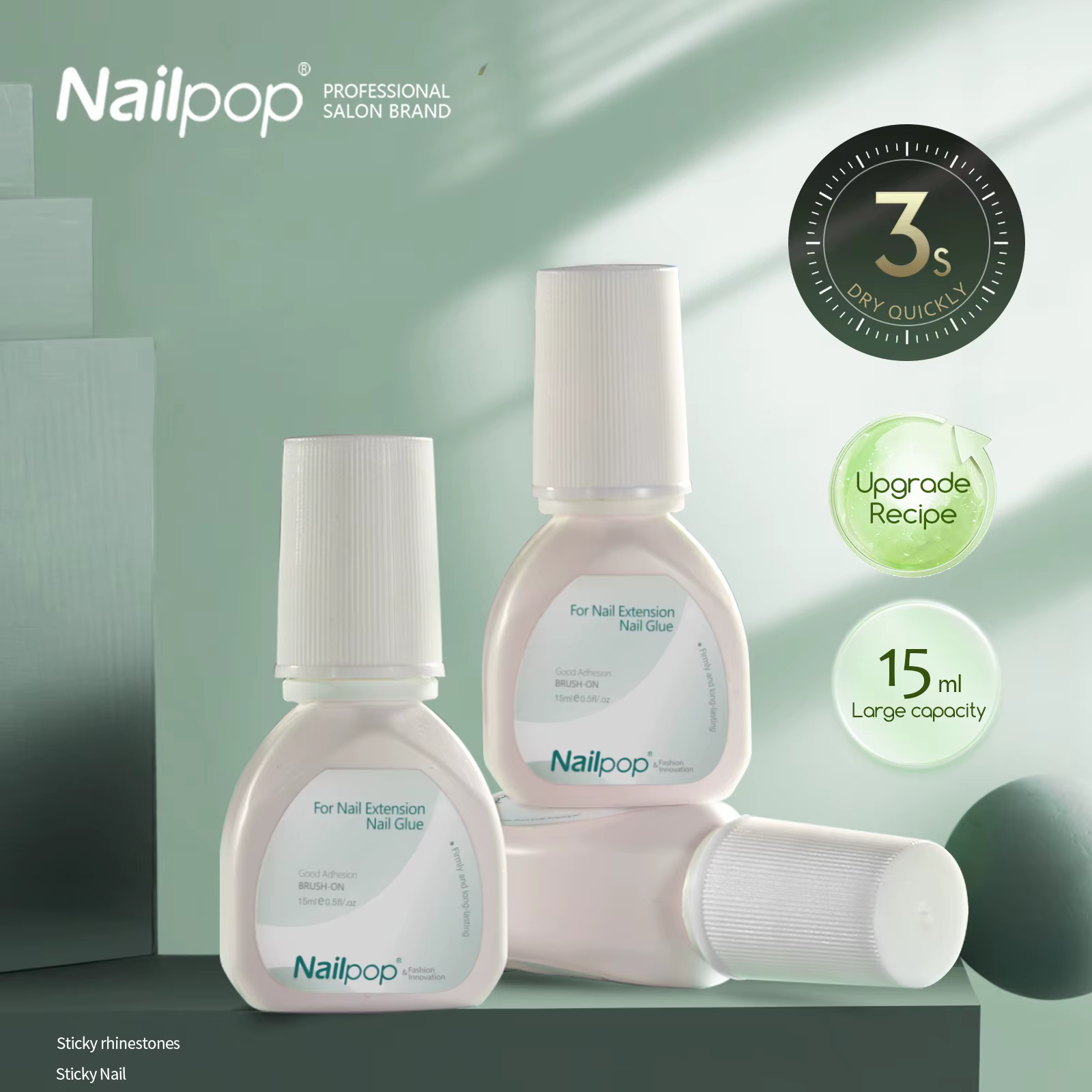 Nailpop 15ml brosse sur colle à ongles Application facile liaison