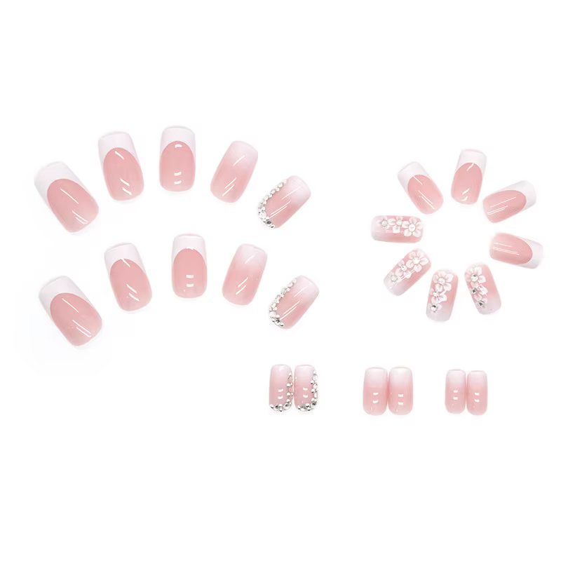 24 morceaux d'ongles longs et nus doux (forme carrée)