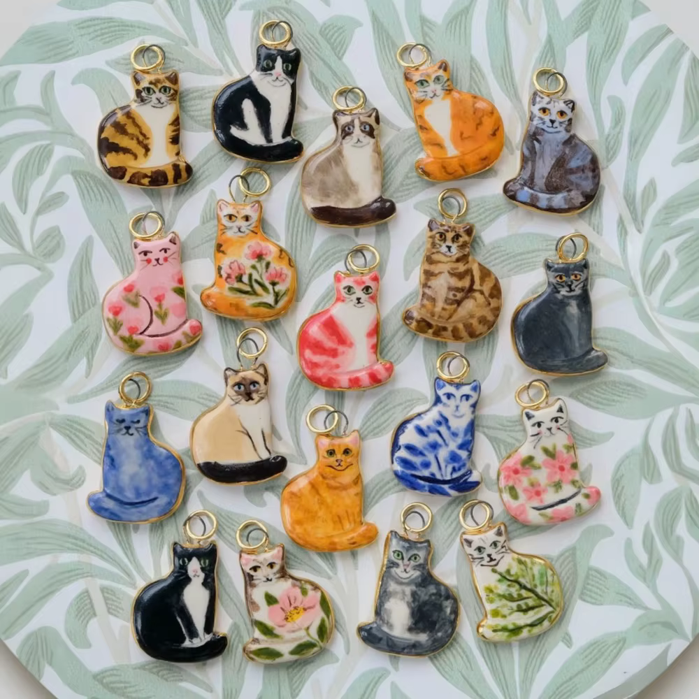 Nouveau Collier DIY Tendance avec Pendentif Chat de Dessin Animé pour Femmes et Filles, Accessoire de Peinture, Cadeau DIY