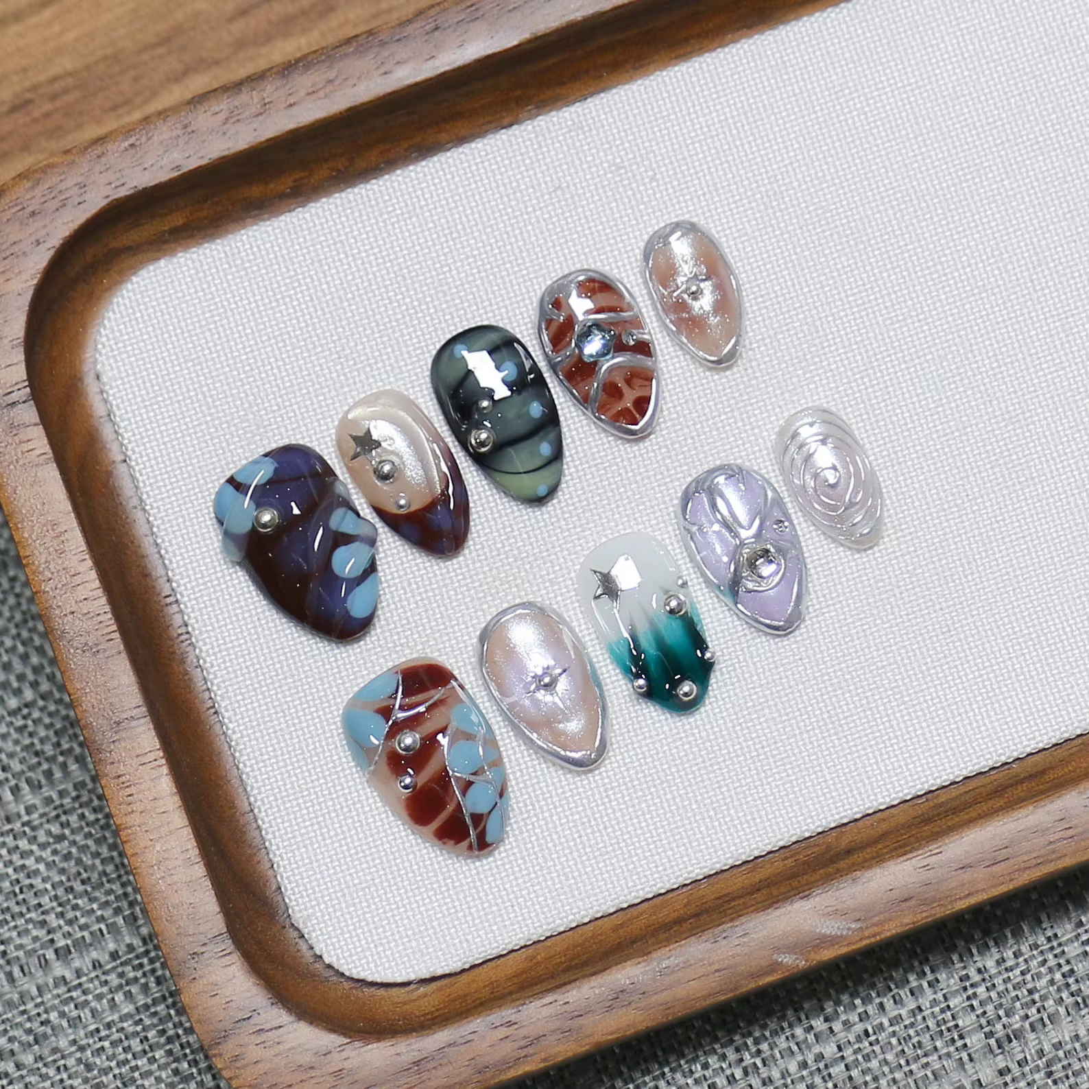 10 pièces de faux ongles en coquille d'étoile
