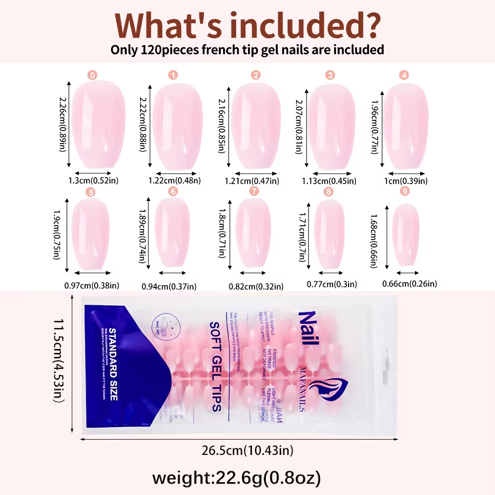 120 pièces rose Ombre moyen cercueil presse sur ongles brillant à la main acrylique faux