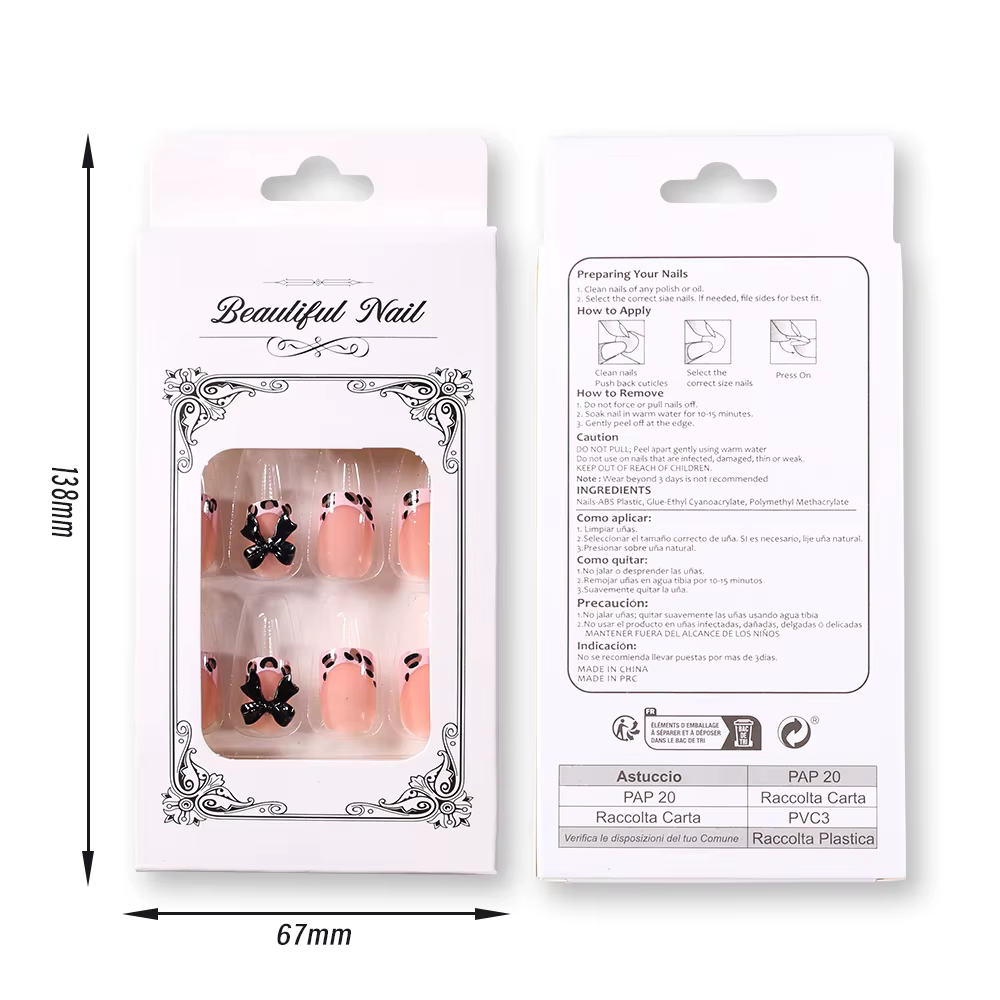 24 faux ongles courts carrés à imprimé léopard rose