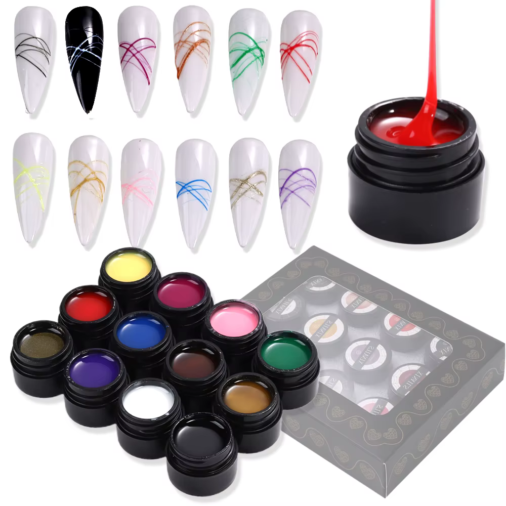 12 pièces 5ml araignée fil Gel vernis à ongles créatif coloré dessin fleur peinture ligne bricolage Nail Art Design Gel
