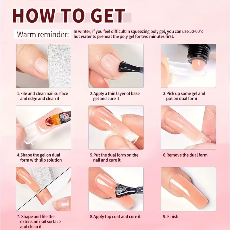 Kit de gel pour extension d'ongles Poly