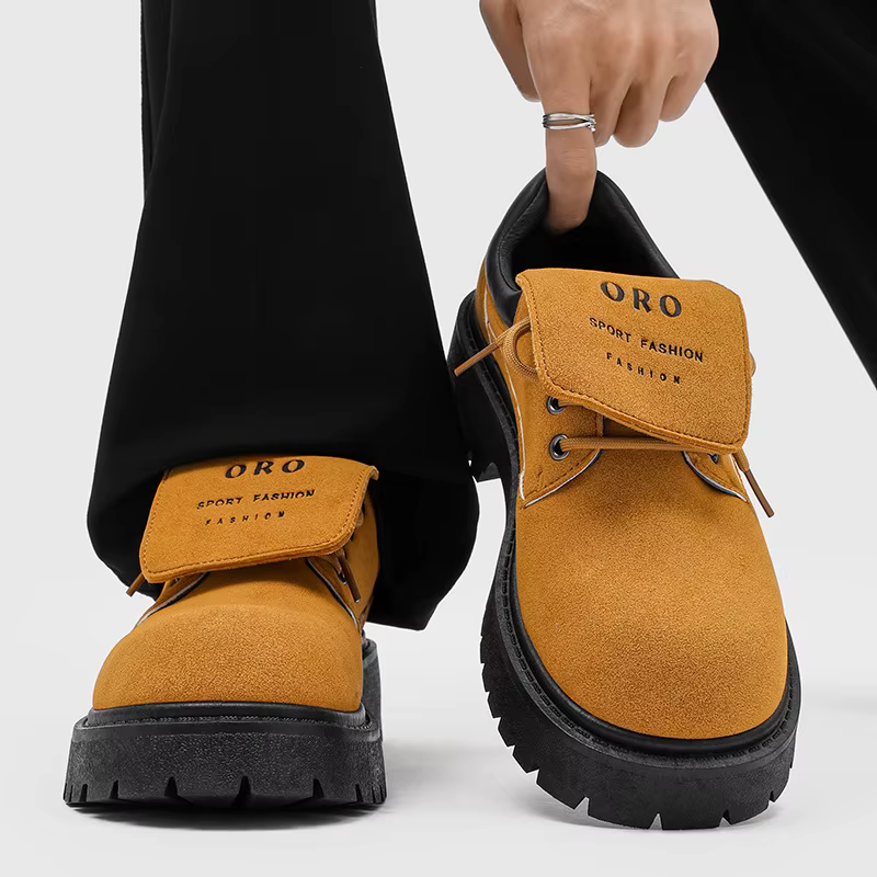 Bottes Derby pour hommes, chaussures basses de travail, semelle épaisse, cuir suédé, respirantes, confortables, antidérapantes, Style Vintage, 2025