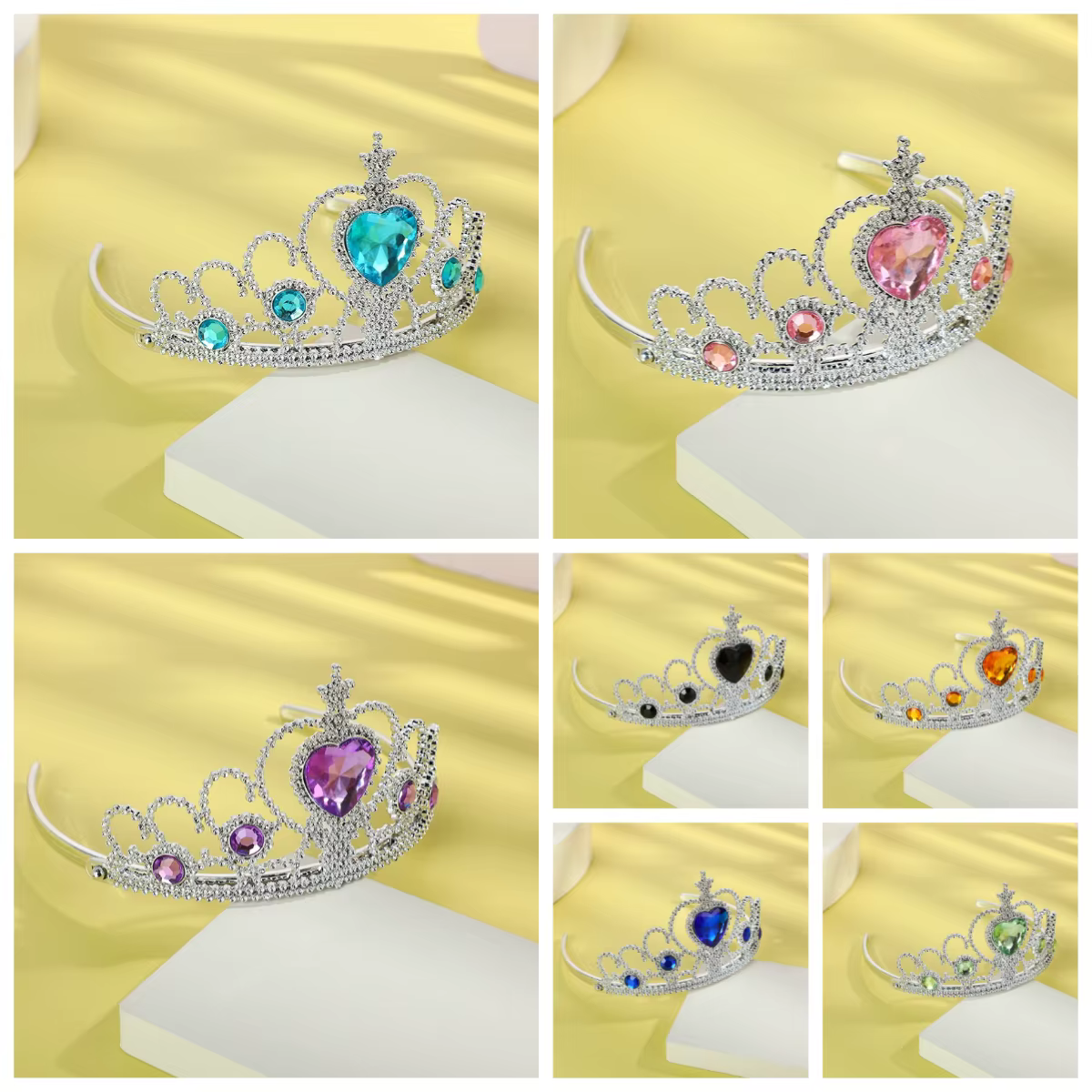 Couronne de diamant pour enfants, coiffure princesse Elsa pour filles, bandeau congelé, tempérament doux, accessoires de couronne bleu rose rouge pour tout-petits