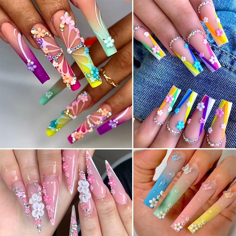 12 Grilles de Breloques pour Ongles Macaron Pastel