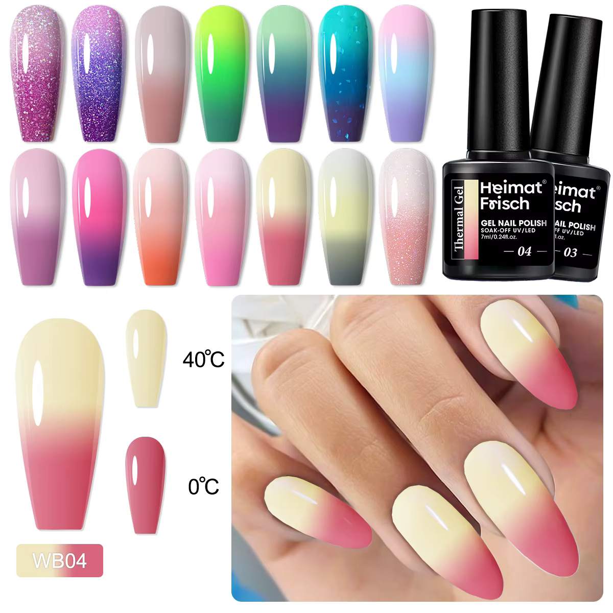 Vernis à ongles gel à couleur changeante sensible à la chaleur de 7ml
