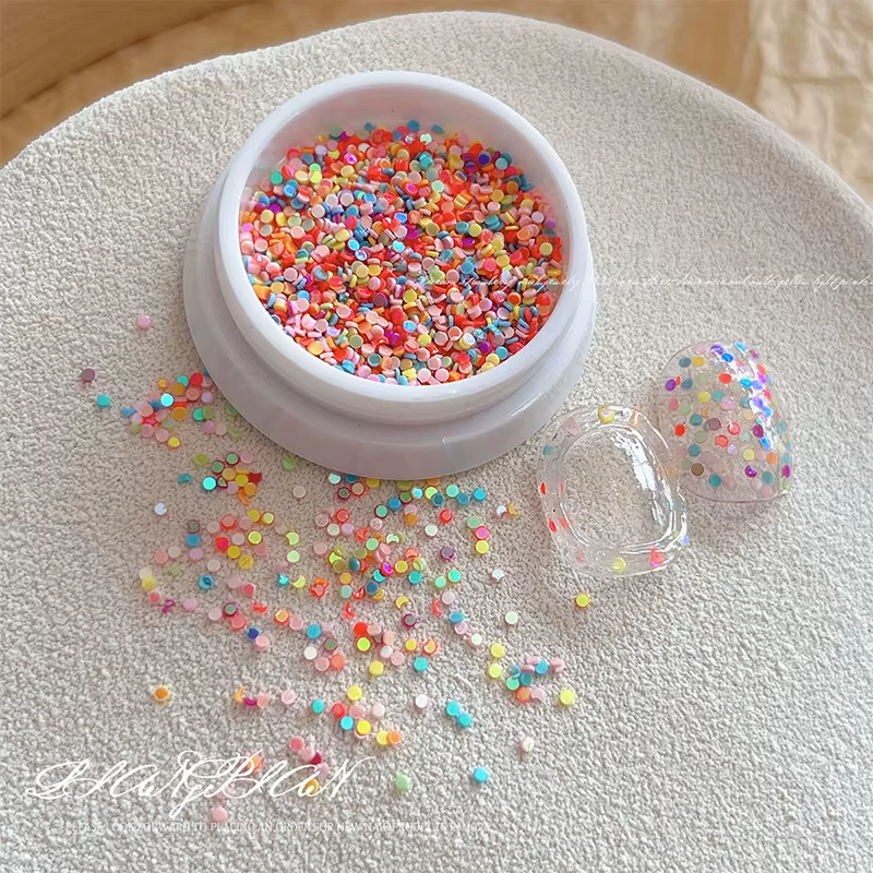 1 boîte de paillettes rondes pour ongles