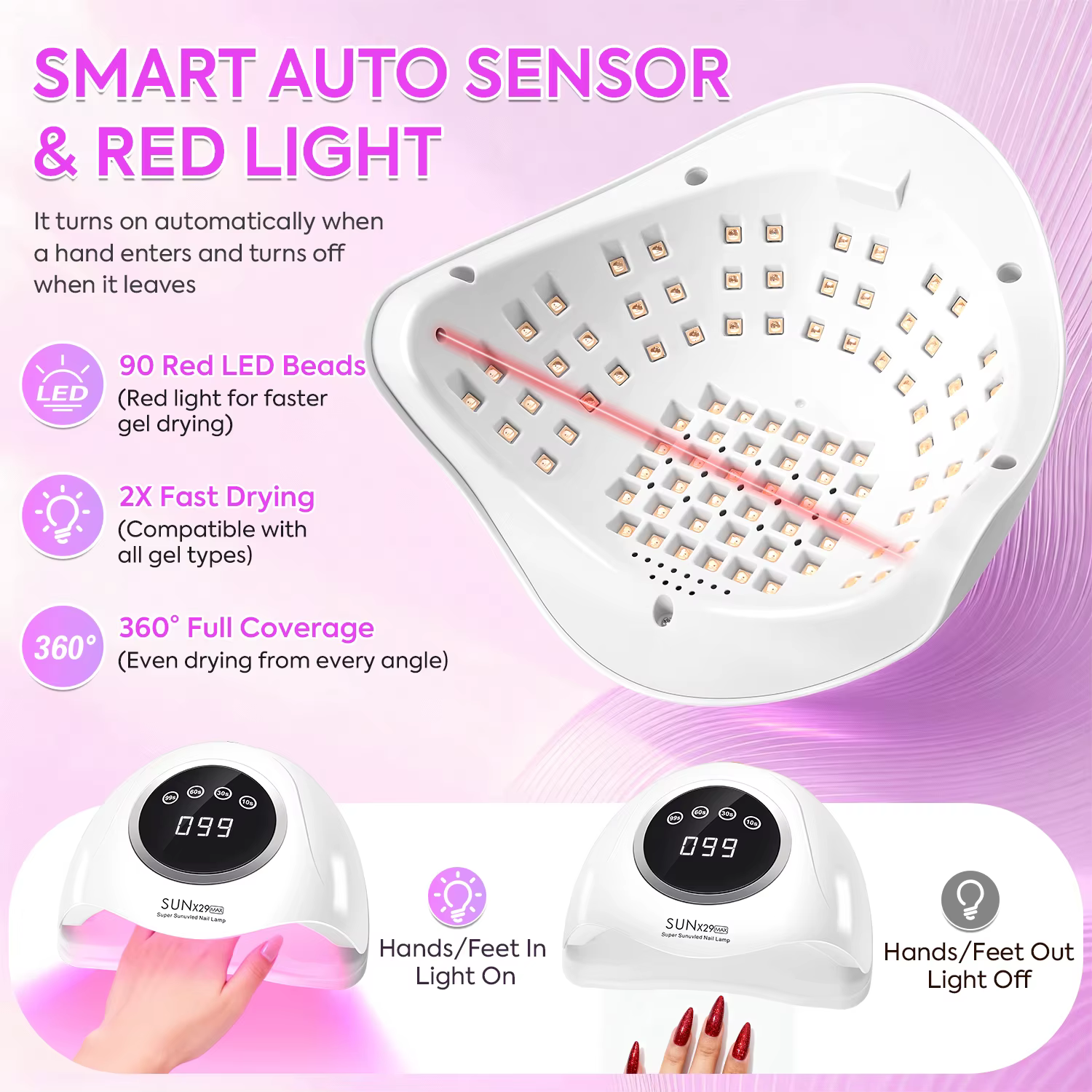 380W professionnel UV LED lampe à ongles pour séchage rapide Gel vernis