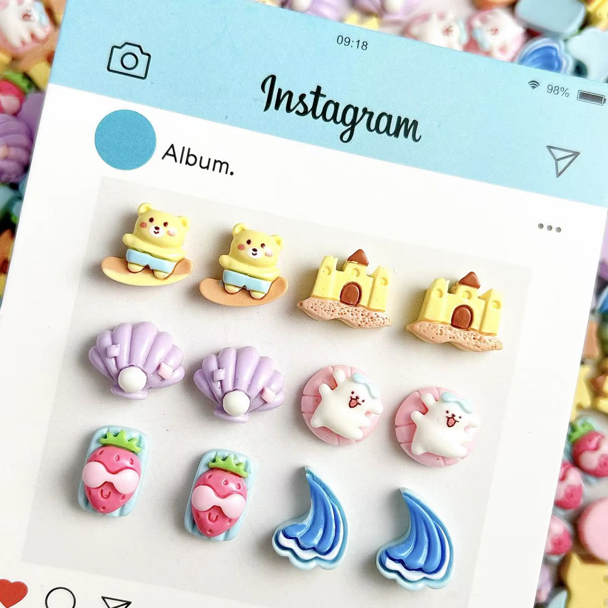 Breloques d'art d'ongle de dessin animé mignon