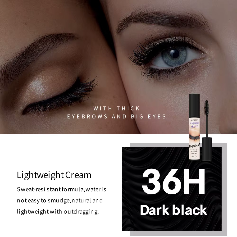 Le mascara 4D est durable, mince, recourbé et dense, imperméable, résistant à la transpiration et sans bavures.
