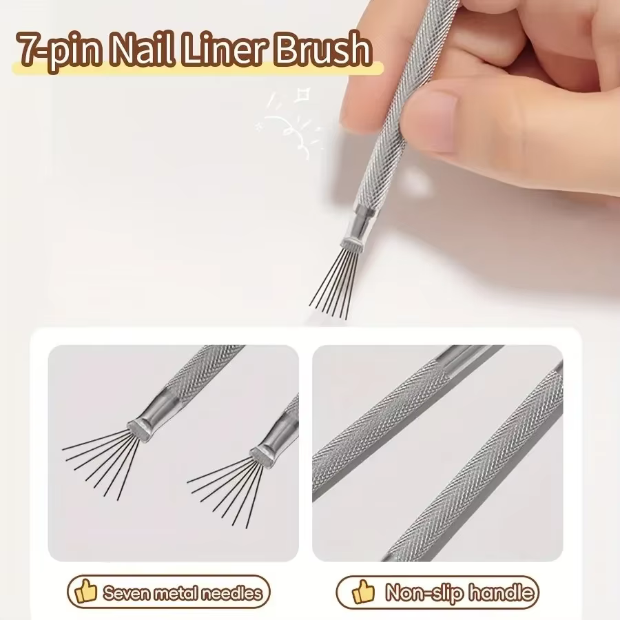 Brosse à ongles à rayures à 7 broches
