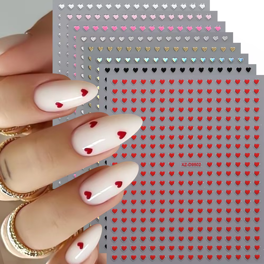 Autocollants pour ongles en forme de cœur