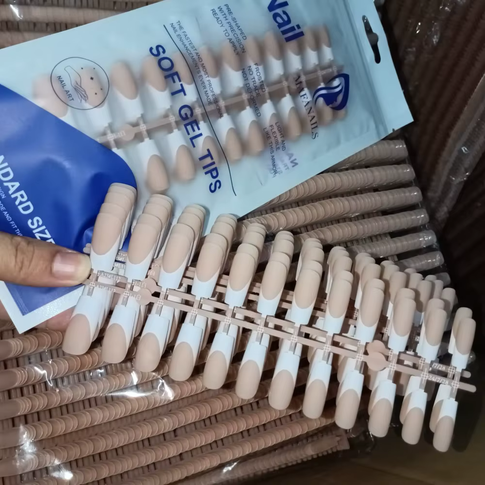 120 pièces faux ongles français nus Ballet amande carré doux Gel conseils presse