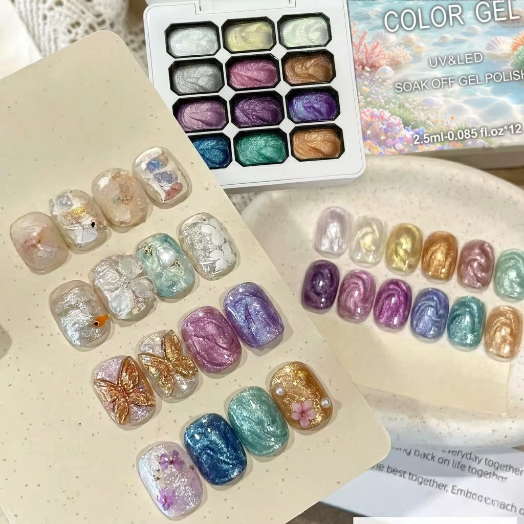 Vernis à ongles semi-permanent 12 couleurs effet nacré brillant