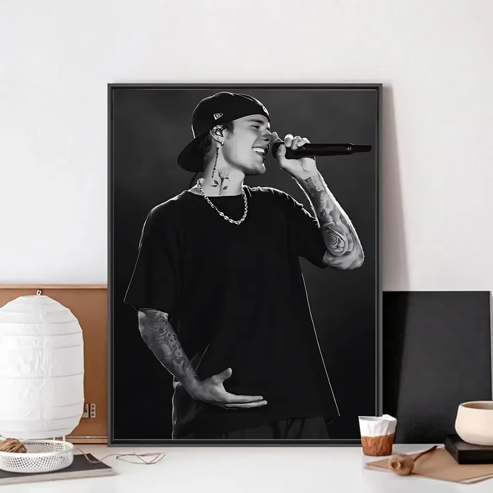 Affiche sans cadre de J-Justin B-Bieber, en papier kraft, pour bar, club, peinture artistique murale, autocollants d'étude pour chambre à coucher