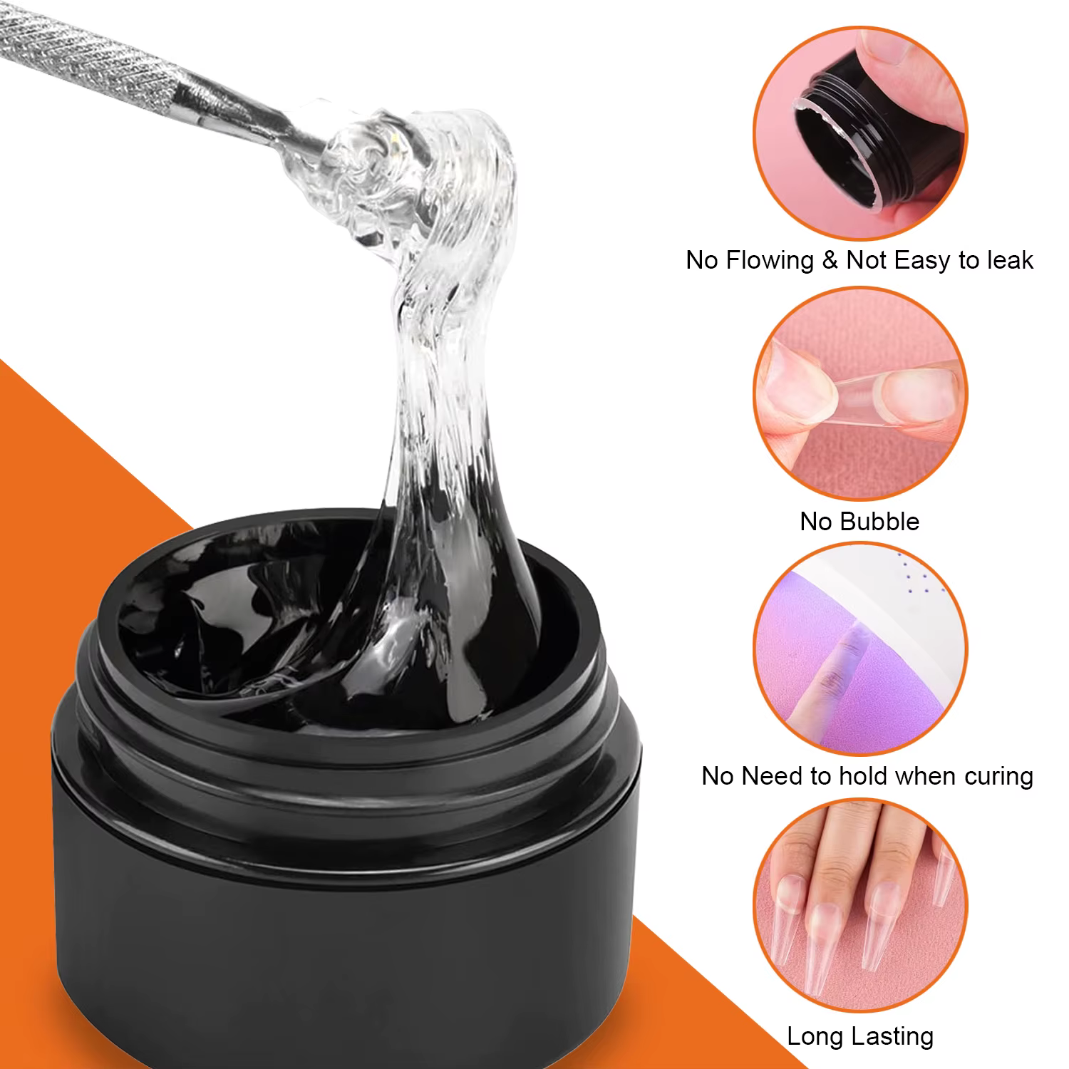 Gel de colle à ongles solide pour ongles à pression