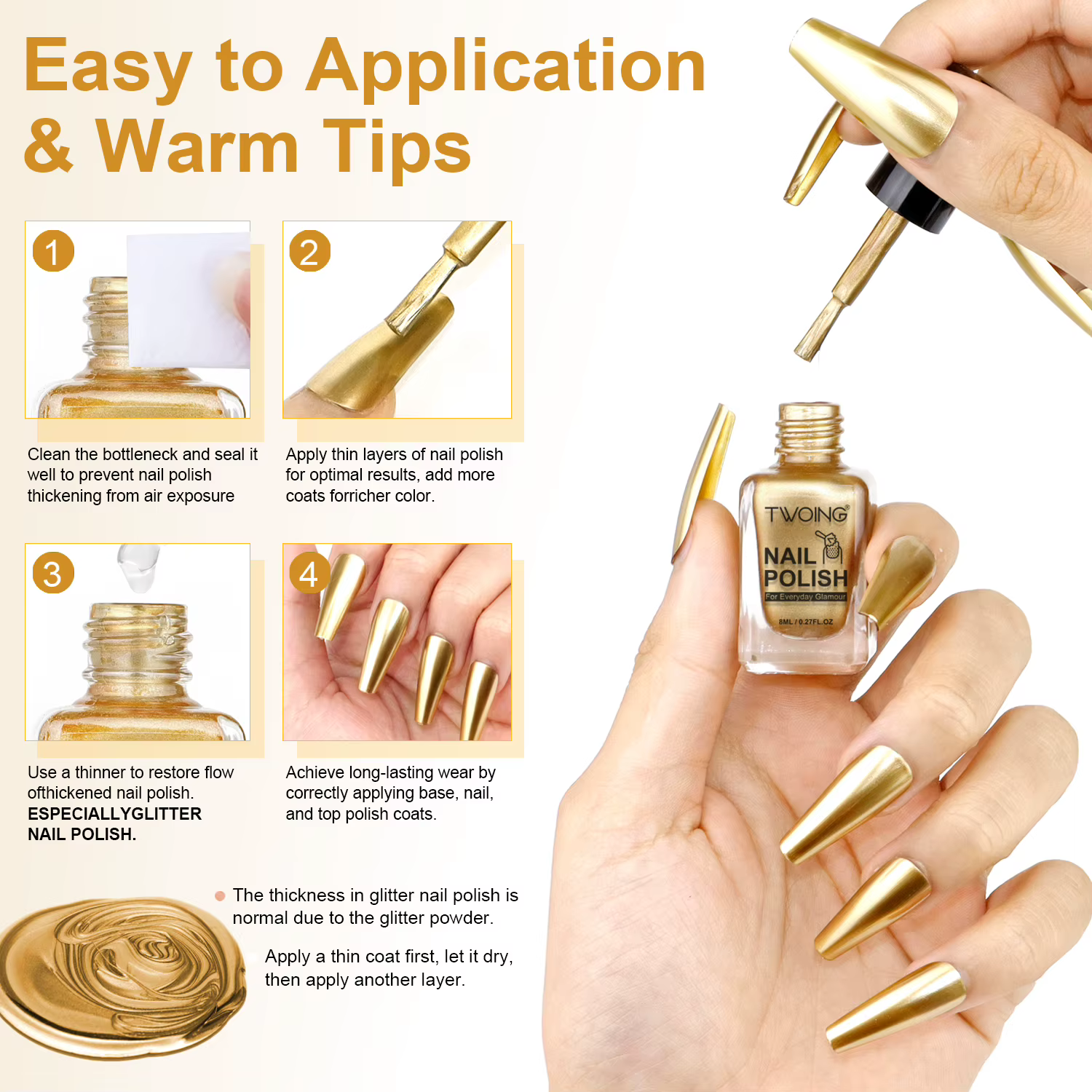 Vernis à ongles métallique doré