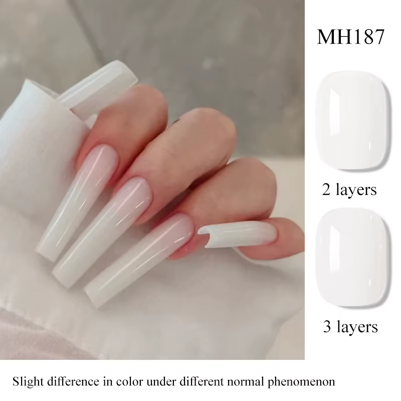 Vernis à ongles gel blanc laiteux 10 ml, gel semi-transparent blanc effet gelée, vernis gel UV LED à retirer par trempage, fournitures pour ongles longue durée