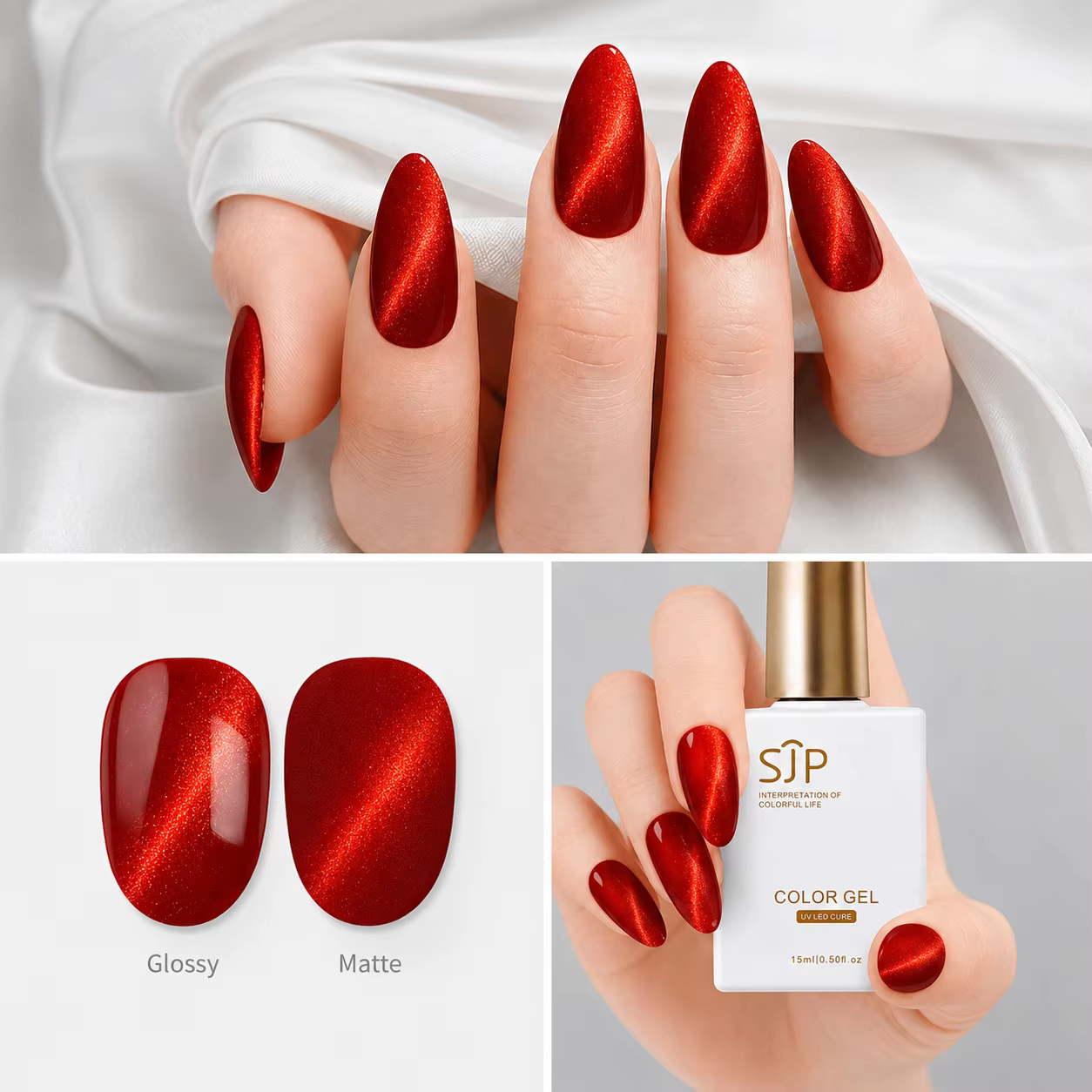 Gel magnétique pour ongles œil de chat rouge